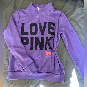 VICTORIAS SECRET PINK 1/3 zippered hoodie size M *excellent condition*